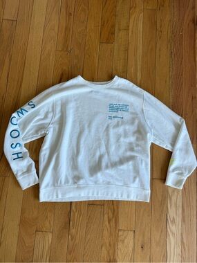 White Crewneck Sweatshirt with Blue Sleeve Text - Nike